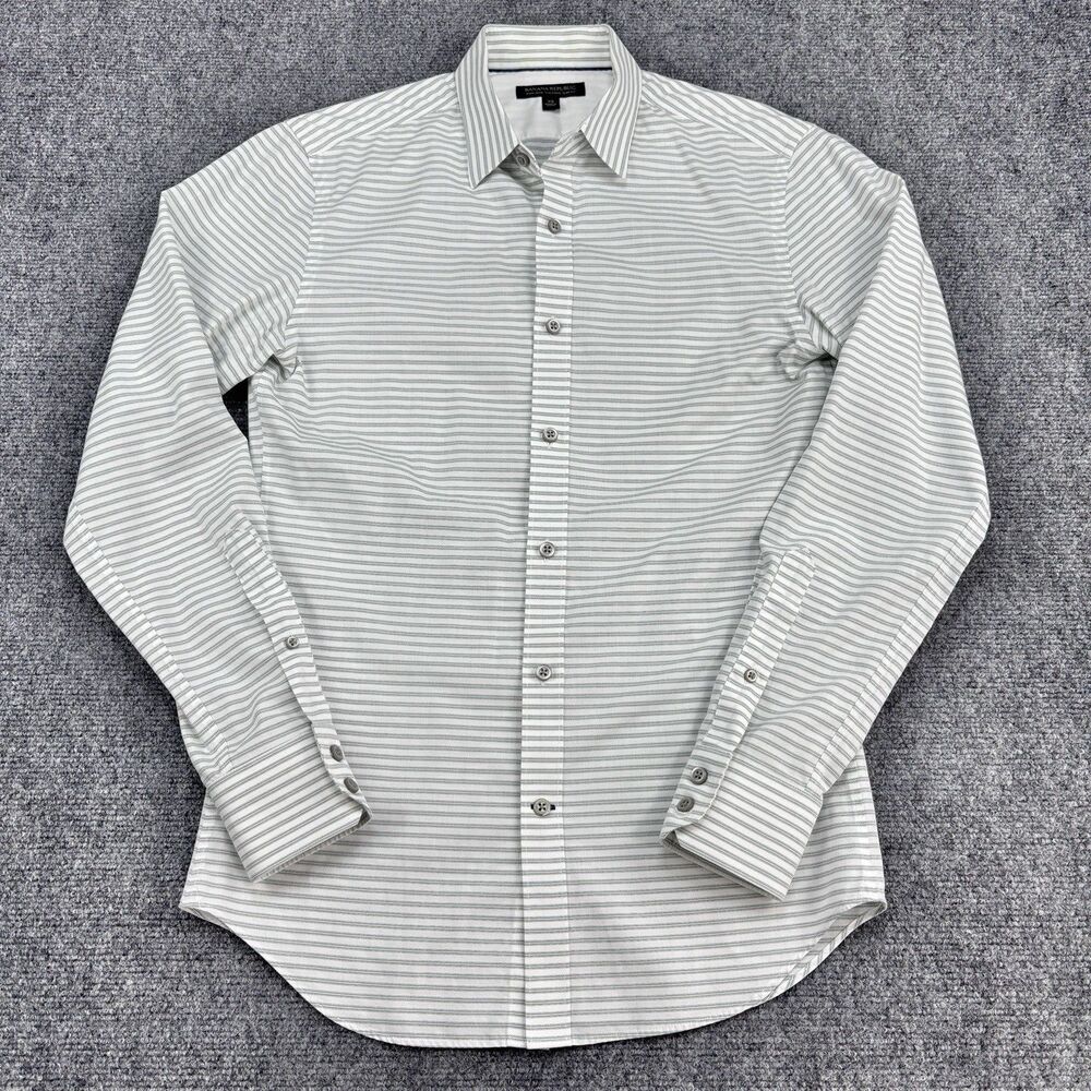 Banana Republic Men's XS Non Iron Tailored Slim Fit Striped Dress Shirt